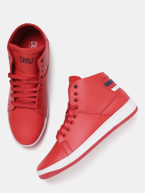 

Crew STREET Men Red Solid Mid-Top Sneakers