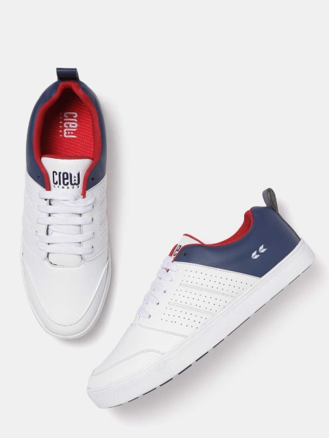 

Crew STREET Men White & Navy Perforated Sneakers
