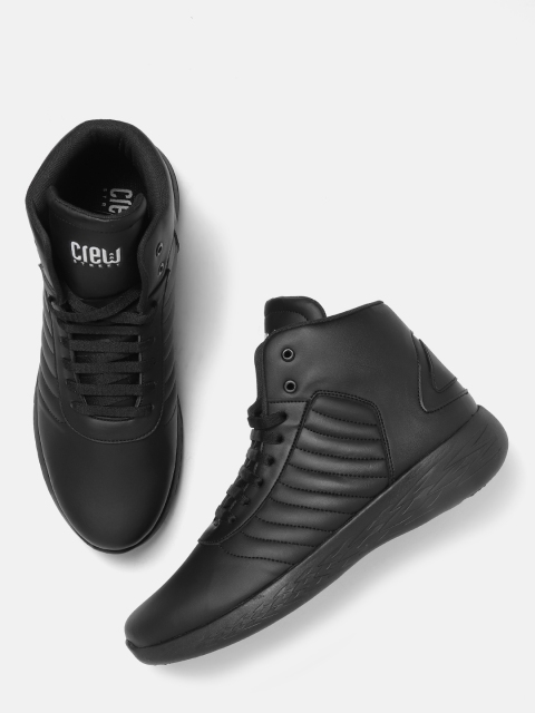 

Crew STREET Men Black Quilted Mid-Top Sneakers