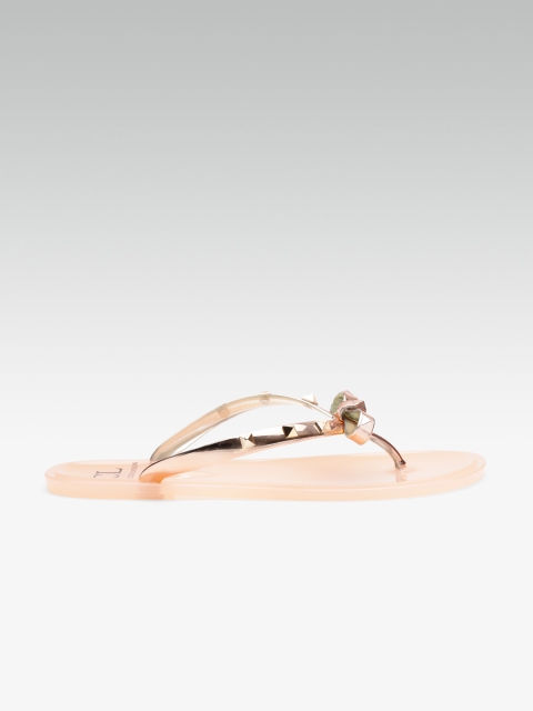 

Carlton London Women Rose Gold Embellished Open Toe Flats