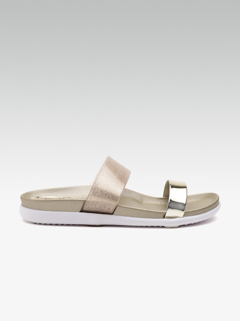 

Carlton London Women Gold-Toned Solid Open Toe Flats