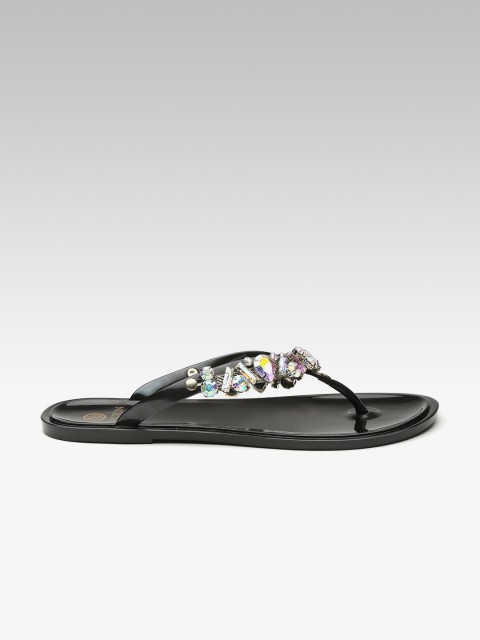 

Carlton London Women Black Embellished Open Toe Flats