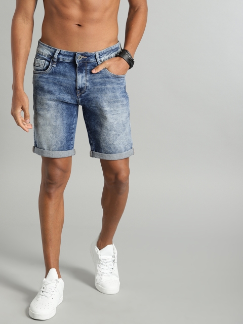 

Roadster Men Blue Solid Slim Fit Denim Shorts