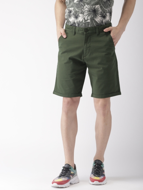 

Harvard Men Olive Green Solid Regular Fit Chino Shorts