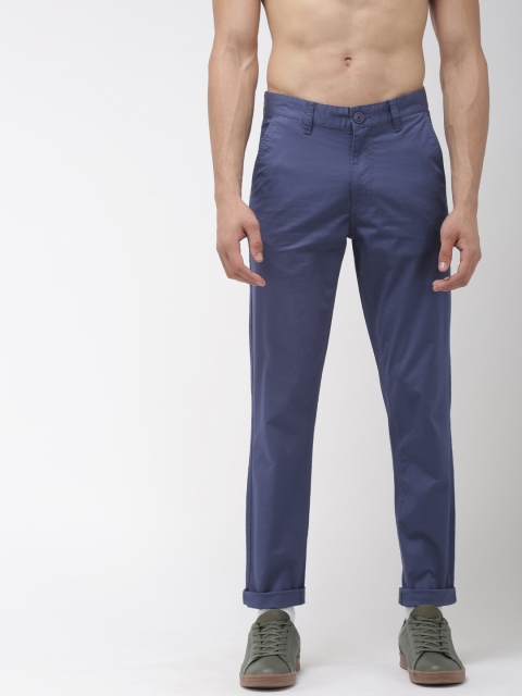 

Harvard Men Navy Blue Regular Fit Solid Chinos