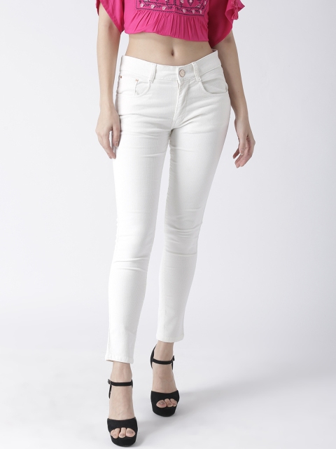 

ZHEIA Women White Skinny Fit Mid-Rise Clean Look Stretchable Jeans