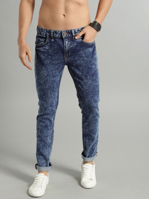 

Roadster Men Blue Skinny Fit Mid-Rise Clean Look Stretchable Acid Wash Jeans