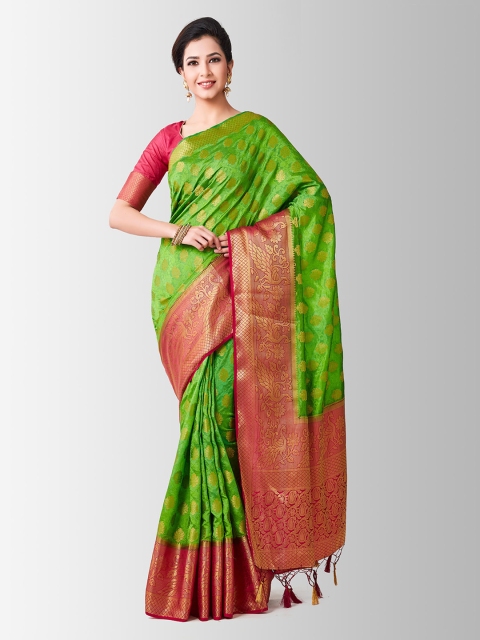 

MIMOSA Green & Pink Art Silk Woven Design Kanjeevaram Saree