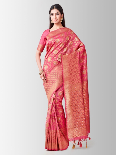 

MIMOSA Pink Art Silk Woven Design Kanjeevaram Saree