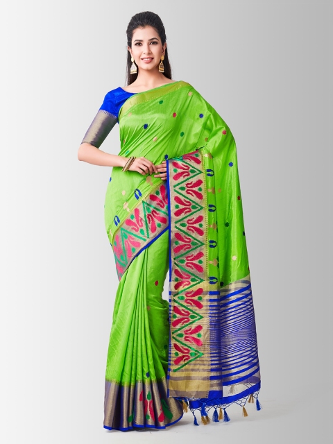 

MIMOSA Green Art Silk Woven Design Tussar Saree