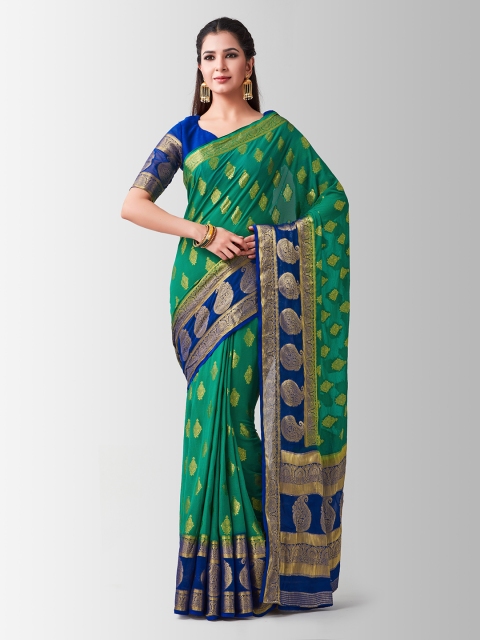 

MIMOSA Green Poly Chiffon Woven Design Kanjeevaram Saree