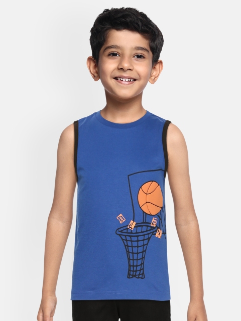 

Sweet Dreams Boys Blue & Orange Basketball Print Round Neck T-shirt