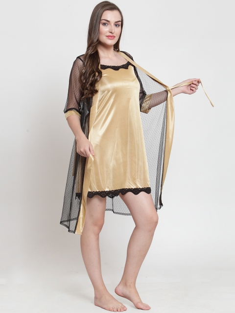 

Claura Beige & Black Solid Nightdress ST-55