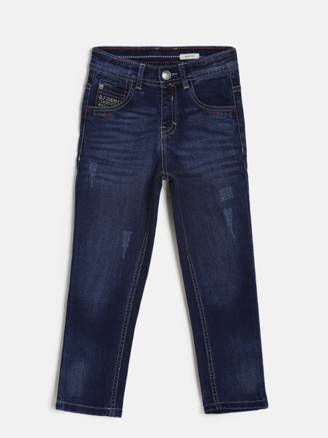 

Gini and Jony Boys Navy Blue Slim Fit Mid-Rise Low Distress Jeans