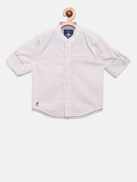 

Gini and Jony Boys Beige & Off-White Regular Fit Striped Casual Shirt