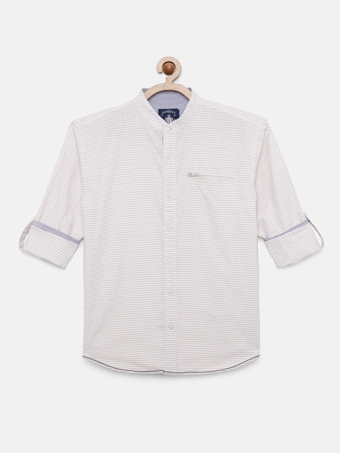 

Gini and Jony Boys Beige & White Regular Fit Striped Casual Shirt