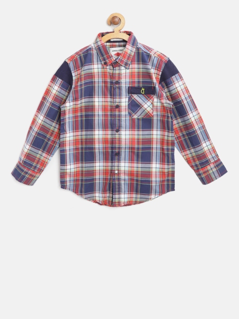 

Gini and Jony Boys Navy Blue & Red Regular Fit Checked Casual Shirt