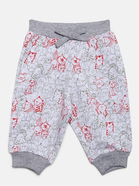

Gini and Jony Girls Grey Melange & Red Printed Joggers