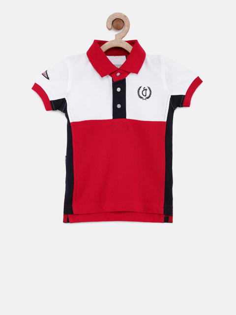 

Gini and Jony Boys Red & White Colourblocked Polo Collar T-shirt
