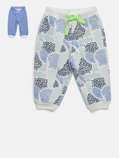 

Gini And Jony Boys Pack Of 2 Blue & White Printed Joggers