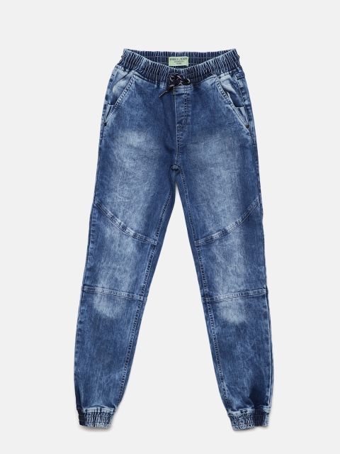 

Gini and Jony Boys Blue Regular Fit Washed Denim Joggers