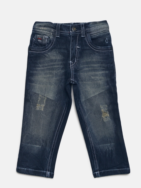 

Gini and Jony Boys Navy Blue Regular Fit Mid-Rise Mildly Distressed Stretchable Jeans