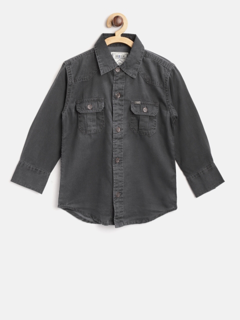 

Gini and Jony Boys Charcoal Grey Regular Fit Solid Casual Shirt