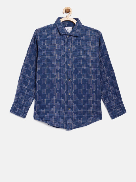 

Gini and Jony Boys Navy Blue Regular Fit Solid Casual Shirt