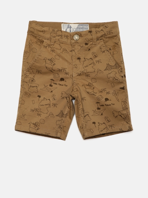 

Gini and Jony Boys Khaki Printed Regular Fit Shorts