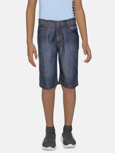 

Palm Tree Boys Navy Blue Washed Regular Fit Denim Shorts