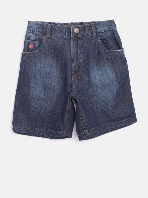 

Palm Tree Boys Navy Blue Washed Regular Fit Denim Shorts