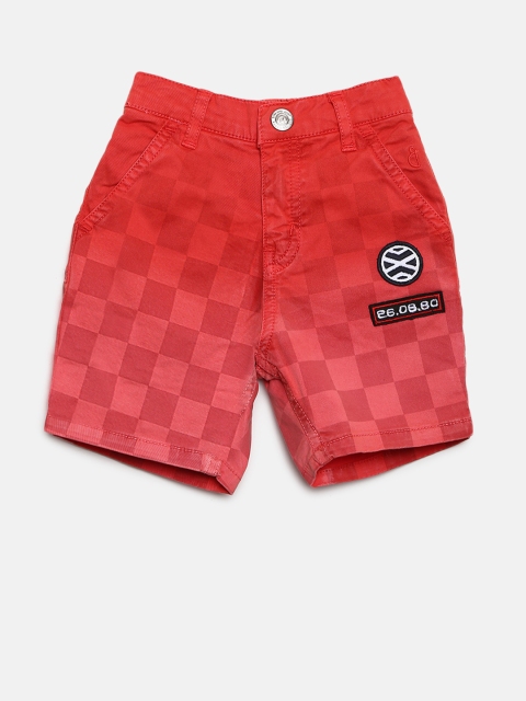 

Gini and Jony Boys Red Checked Regular Fit Shorts