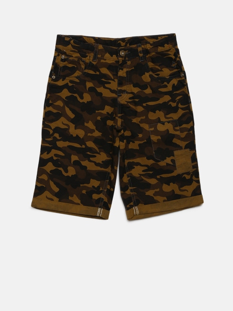 

Gini and Jony Boys Olive Brown & Black Camouflage Print Regular Fit Shorts