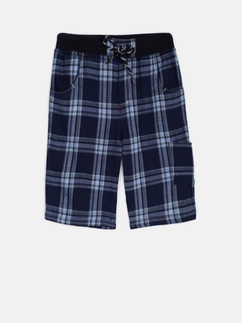 

Gini and Jony Boys Navy Blue Checked Regular Fit Shorts