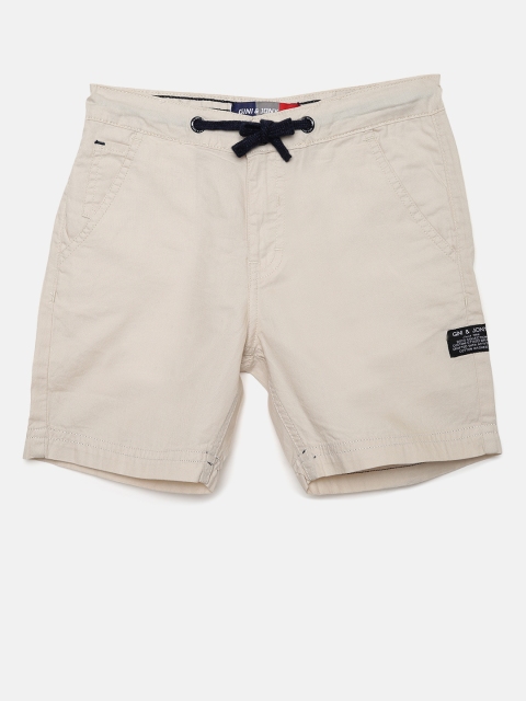 

Gini and Jony Boys Cream-Cololured Solid Regular Fit Shorts