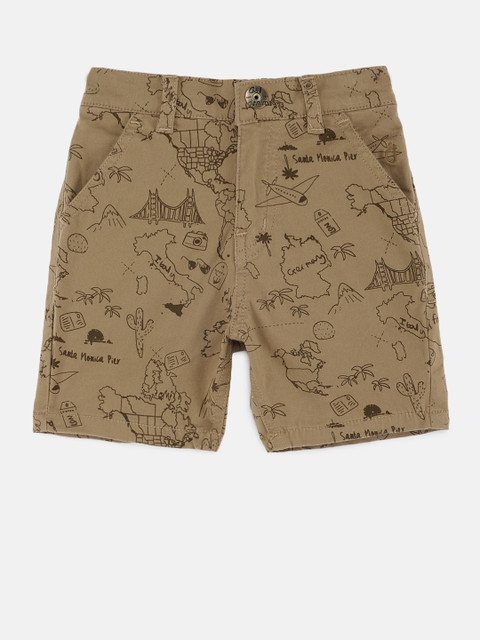 

Gini and Jony Boys Brown Printed Regular Fit Shorts