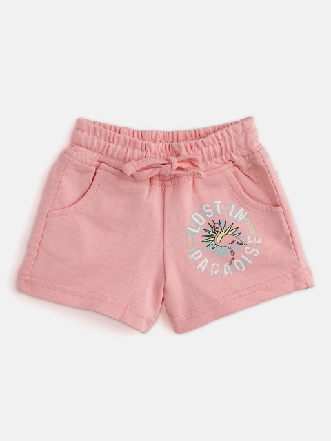 

Palm Tree Infant Girls Pink Printed Regular Fit Shorts