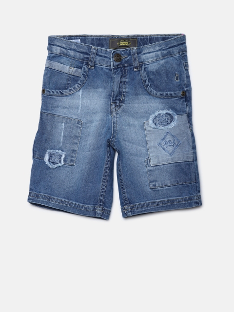 

Gini and Jony Boys Blue Washed Regular Fit Denim Shorts with Distressed & Applique Detail