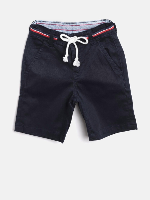 

Palm Tree Boys Navy Blue Solid Regular Fit Chino Shorts