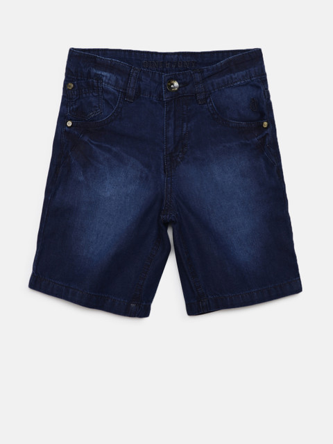 

Gini and Jony Boys Navy Blue Washed Regular Fit Chambray Shorts