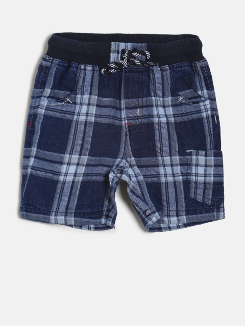 

Gini and Jony Boys Navy Blue Checked Regular Fit Shorts