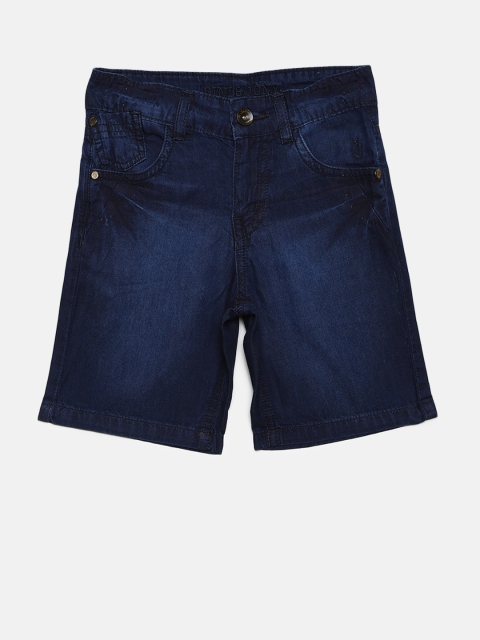 

Gini and Jony Boys Navy Blue Washed Regular Fit Chambray Shorts