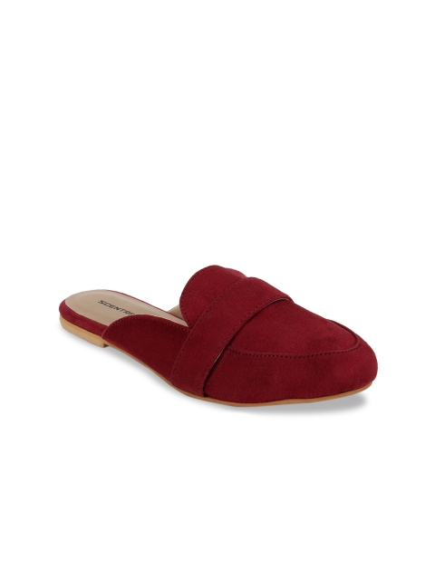 

SCENTRA Women Maroon Solid Leather Mules