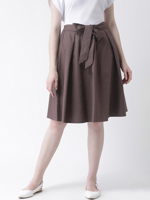 

The Vanca Women Brown Printed Flared Skirt