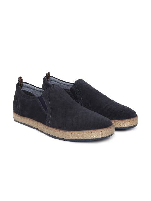 

Jack & Jones Men Navy Blue Leather Slip-On Sneakers