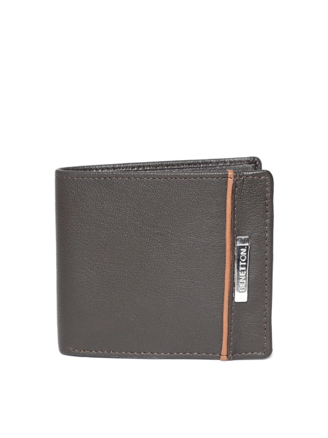 

United Colors of Benetton Men Coffee Brown Leather Solid Two Fold Wallet