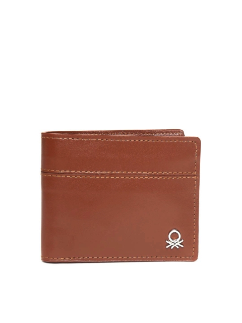 

United Colors of Benetton Men Brown Solid Leather Two Fold Wallet