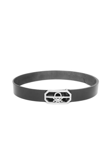

United Colors of Benetton Men Black Solid Leather Belt