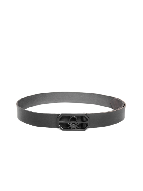 

United Colors of Benetton Men Black Solid Leather Belt