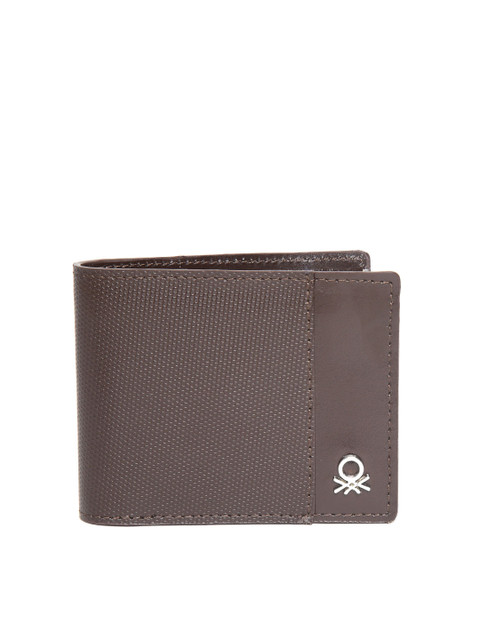 

United Colors of Benetton Men Coffee Brown Textured Leather Two Fold Wallet